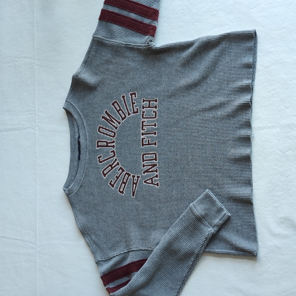 Abercrombie & Fitch Long Sleeve Waffle Boxy Cropped Crewneck Top Size XS